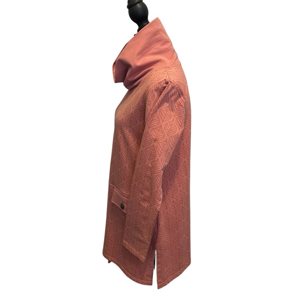 Apsara Organic Cotton Asymmetrical Coral Long Sleeve Dress Cowl Neck Leaf Design - Picture 3 of 6
